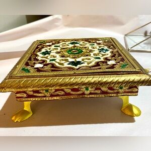 Indian Meenakari Chowki,known as a Bajot or small stool. Handmade & used in home